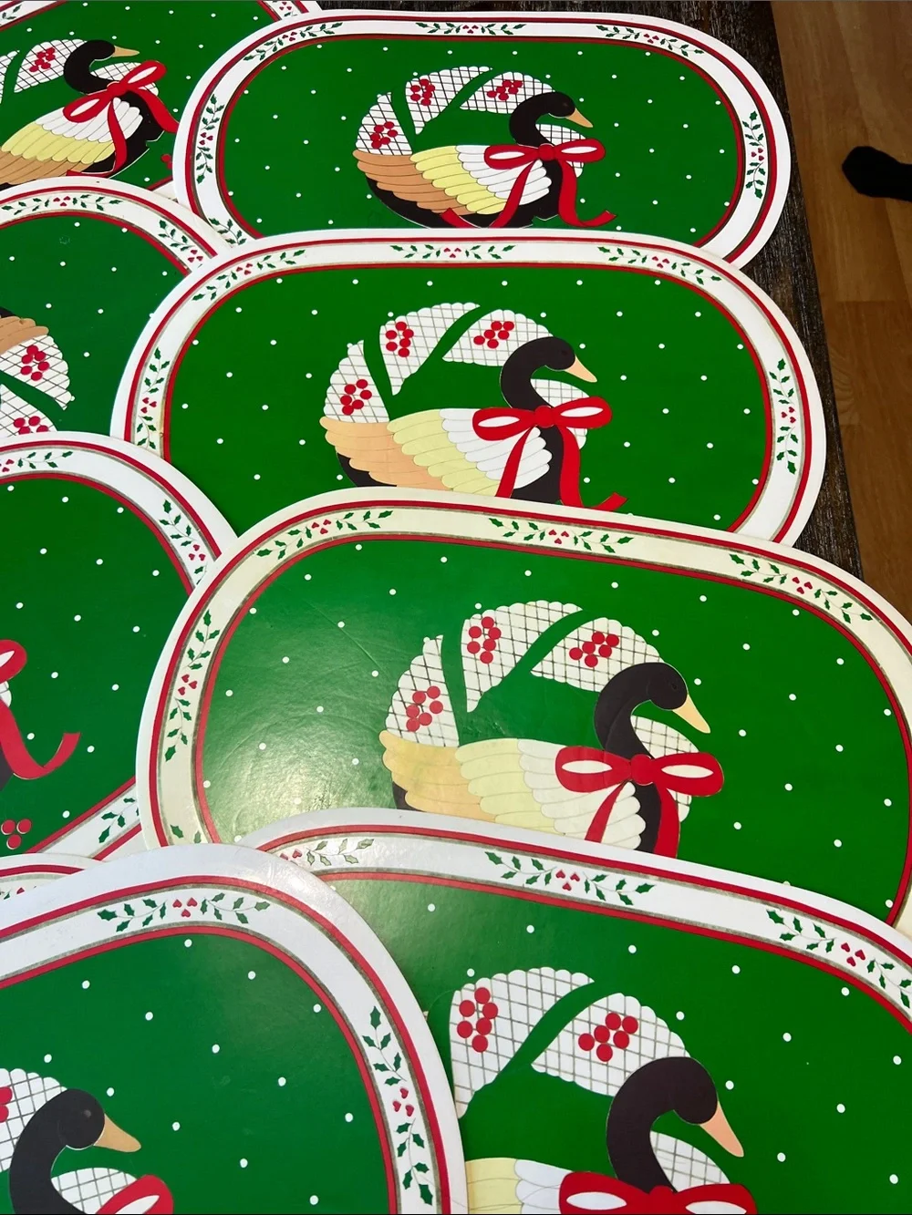 Vintage Vinyl Christmas Ducks Placemat. Set of 10